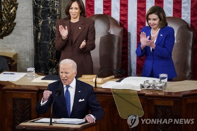  美 상·하원 합동회의에서 취임 후 첫 국정연설하는 바이든 미국 대통령 【연합뉴스】
