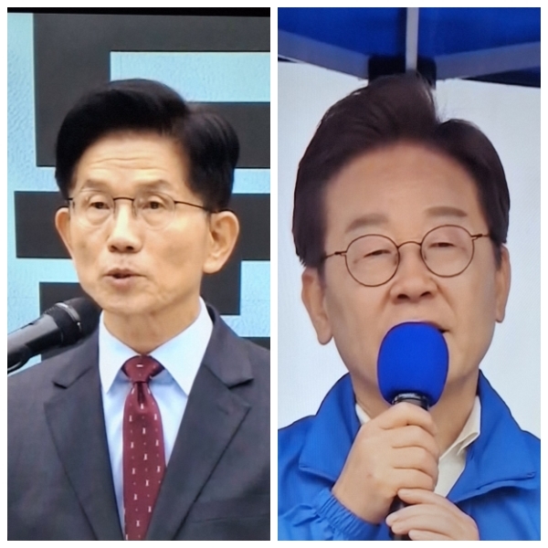 국민의 힘 김문수 후보(左) 더불어민주당 이재명 후보(右)